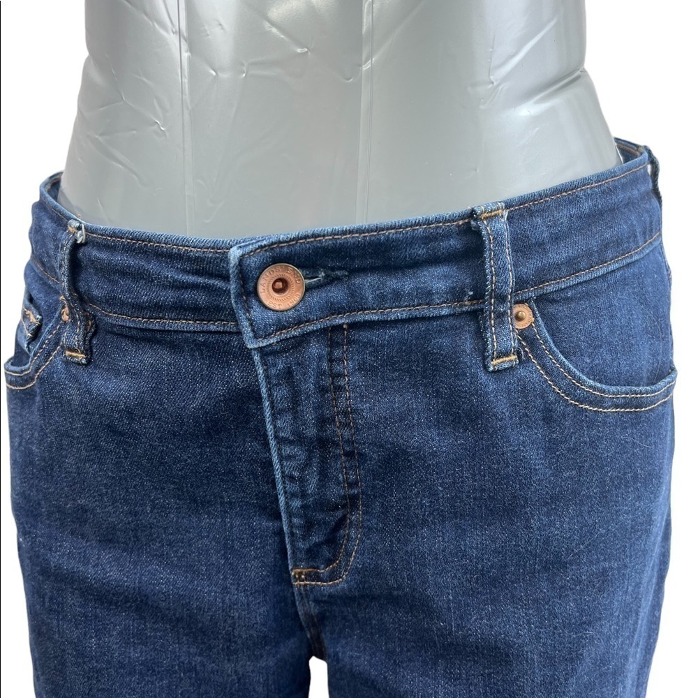 Lands’ End Fit 1 Slim Leg Blue Dark Denim Mid Rise Skinny Stretch Jeans Women 8 - Picture 7 of 15